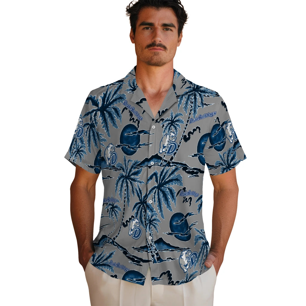 Drake Bulldogs Hawaiian Shirt - Palm Sunset | Moonbestprint