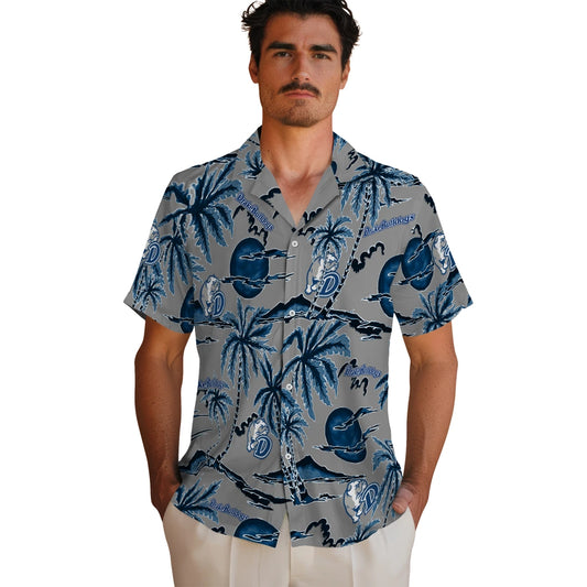 Drake Bulldogs Hawaiian Shirt - Palm Sunset | Moonbestprint