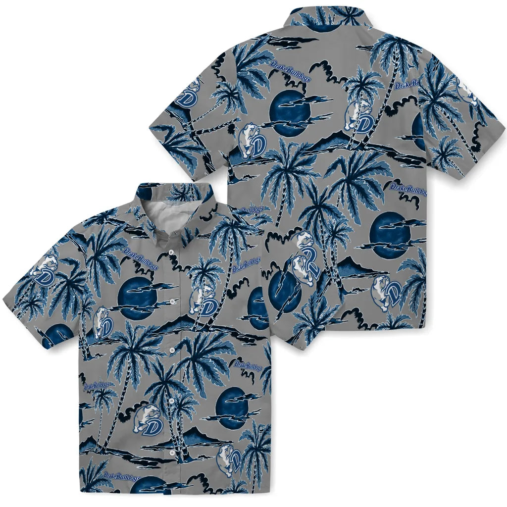 Drake Bulldogs Hawaiian Shirt - Palm Sunset | Moonbestprint