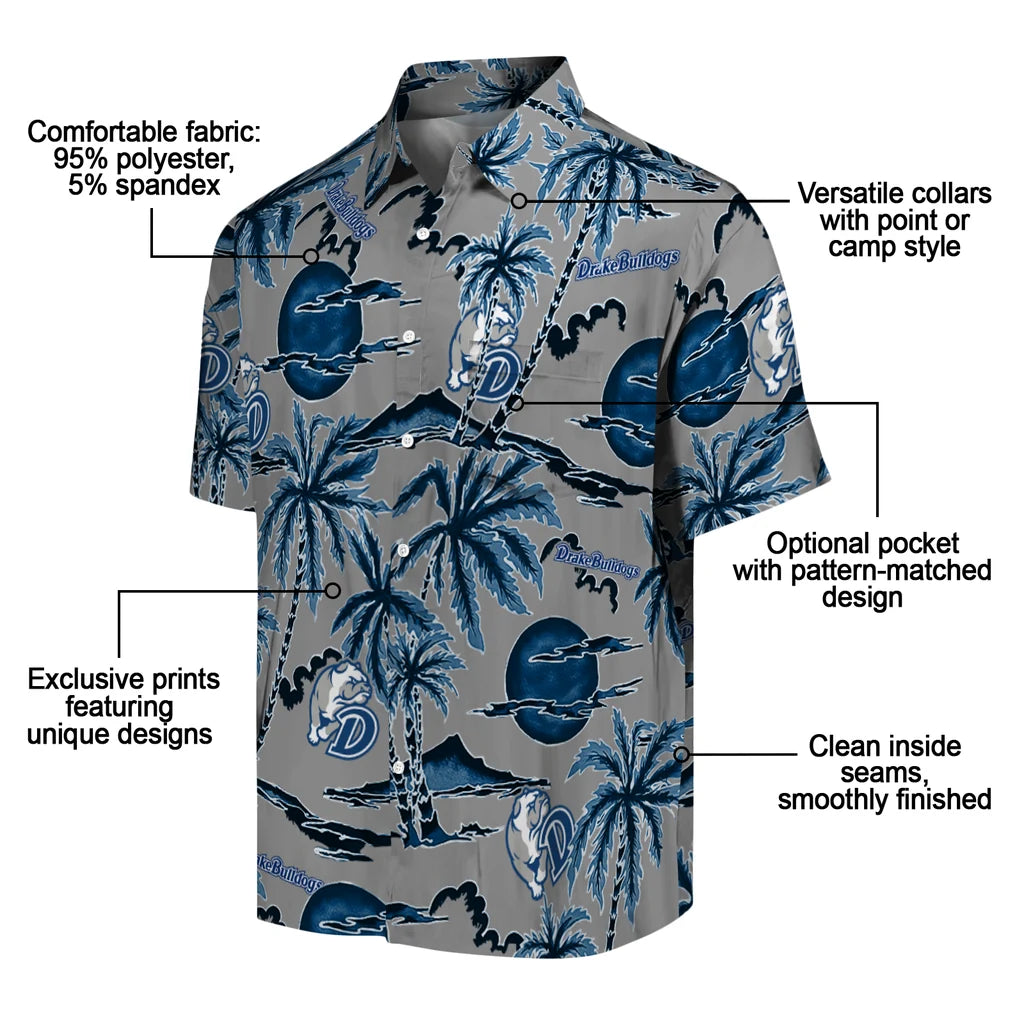 Drake Bulldogs Hawaiian Shirt - Palm Sunset | Moonbestprint