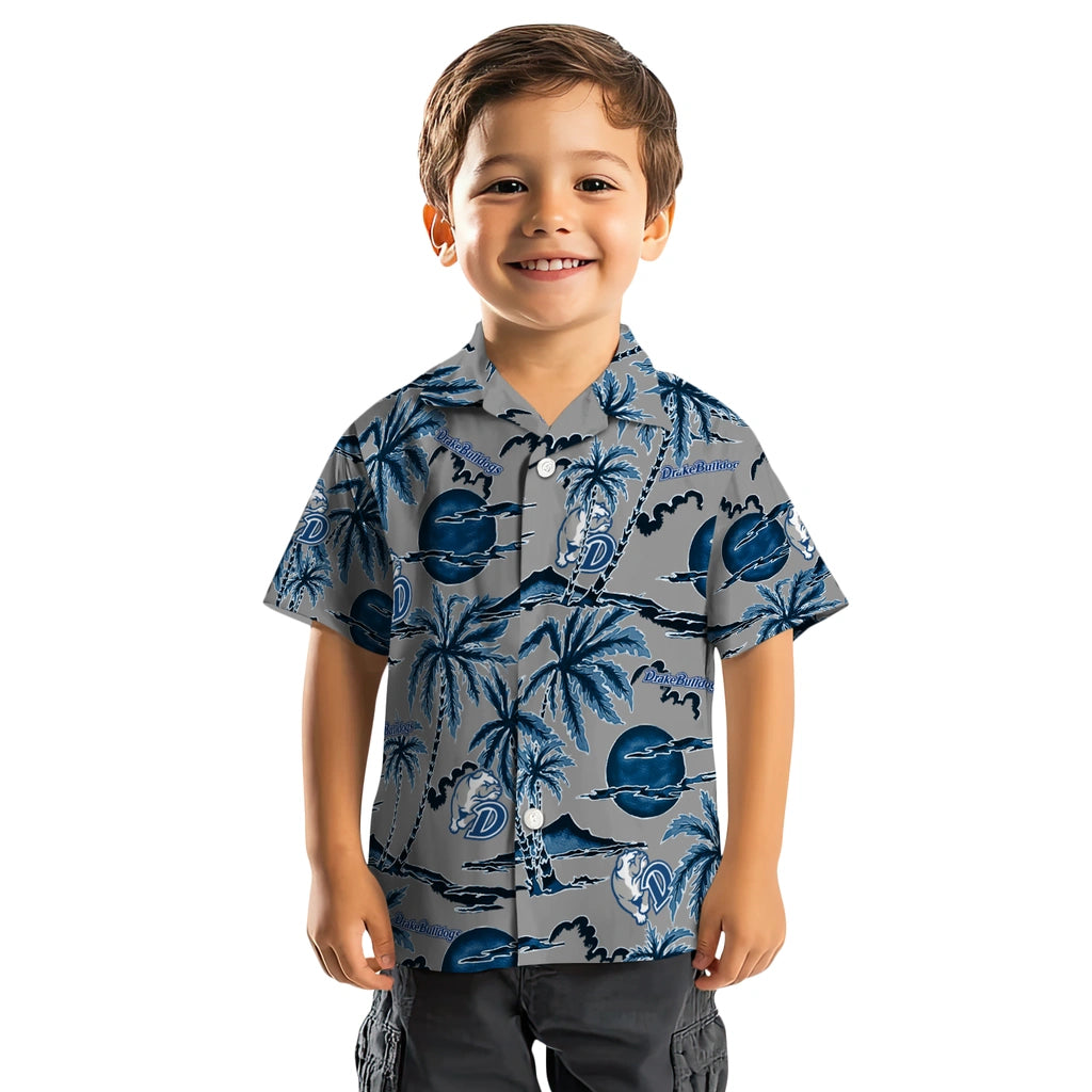Drake Bulldogs Hawaiian Shirt - Palm Sunset | Moonbestprint