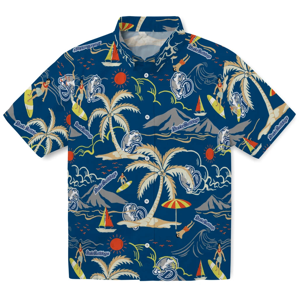 Drake Bulldogs Hawaiian Shirt - Palm Tree Island | Moonbestprint