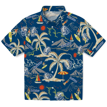Drake Bulldogs Hawaiian Shirt - Palm Tree Island | Moonbestprint