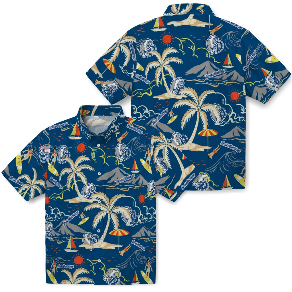 Drake Bulldogs Hawaiian Shirt - Palm Tree Island | Moonbestprint