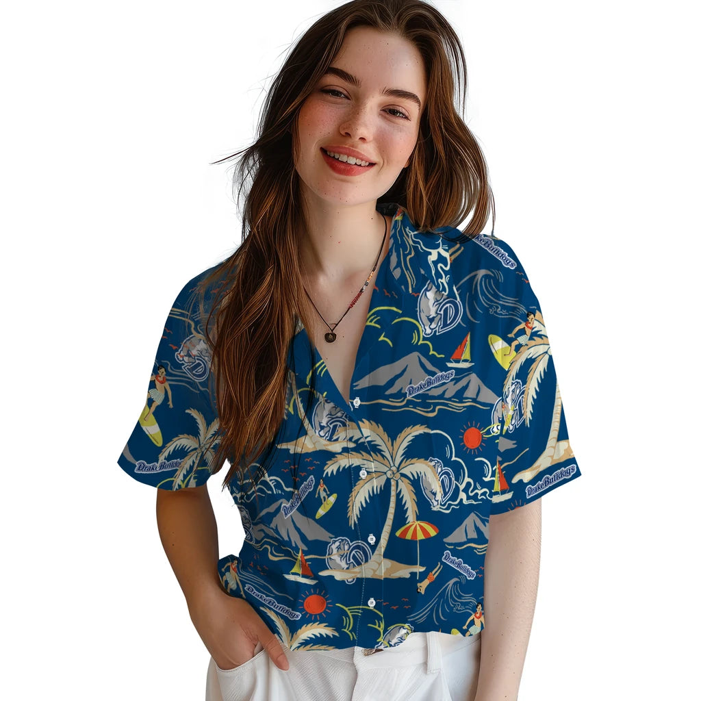 Drake Bulldogs Hawaiian Shirt - Palm Tree Island | Moonbestprint