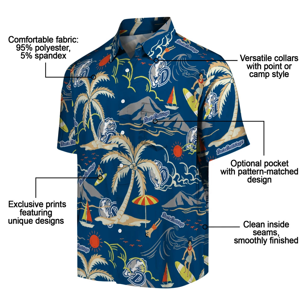 Drake Bulldogs Hawaiian Shirt - Palm Tree Island | Moonbestprint