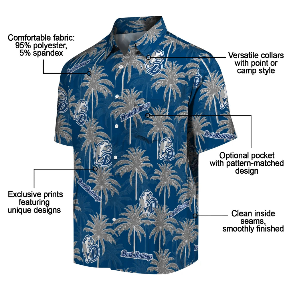 Drake Bulldogs Hawaiian Shirt - Palm Tree Motif | Moonbestprint