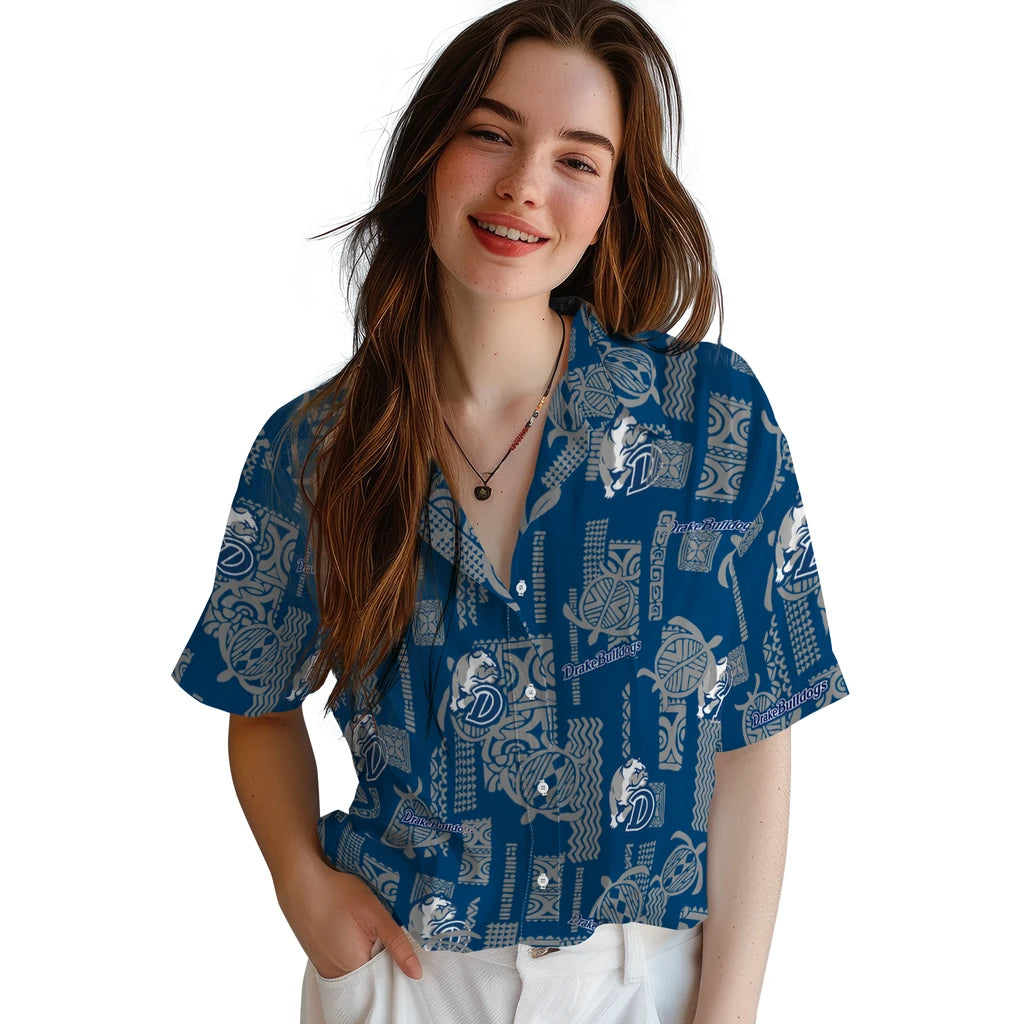 Drake Bulldogs Hawaiian Shirt - Turtle Lines | Moonbestprint