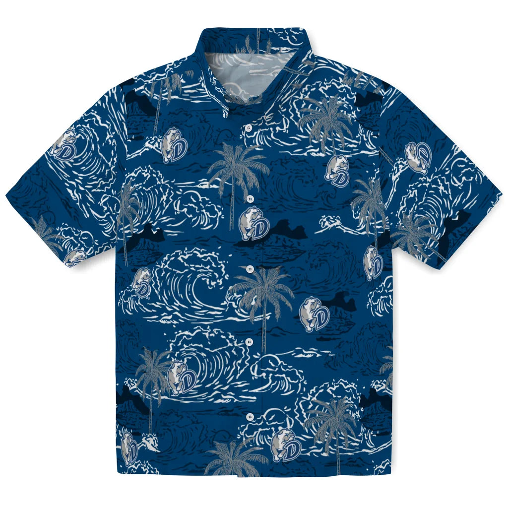 Drake Bulldogs Hawaiian Shirt - Wave Palm | Moonbestprint