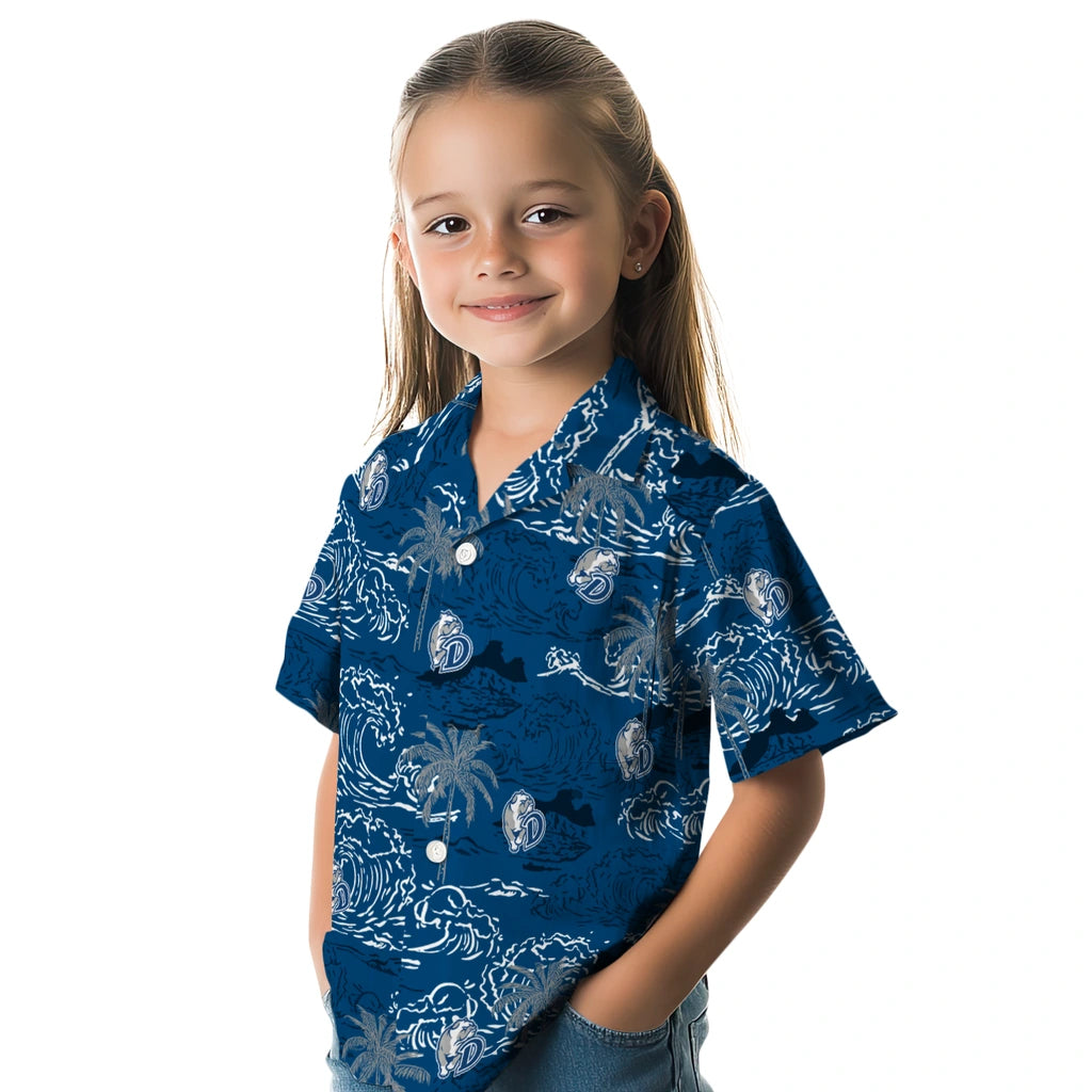 Drake Bulldogs Hawaiian Shirt - Wave Palm | Moonbestprint