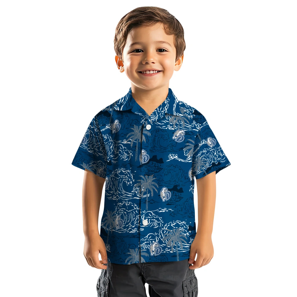 Drake Bulldogs Hawaiian Shirt - Wave Palm | Moonbestprint