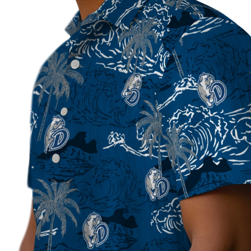Drake Bulldogs Hawaiian Shirt - Wave Palm | Moonbestprint