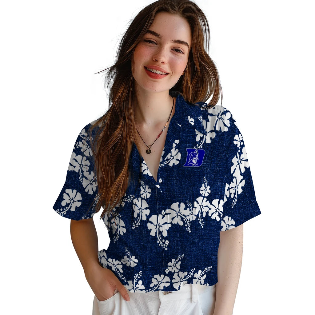 Duke Blue Devils Hawaiian Shirt - 50th State Flower | Moonbestprint