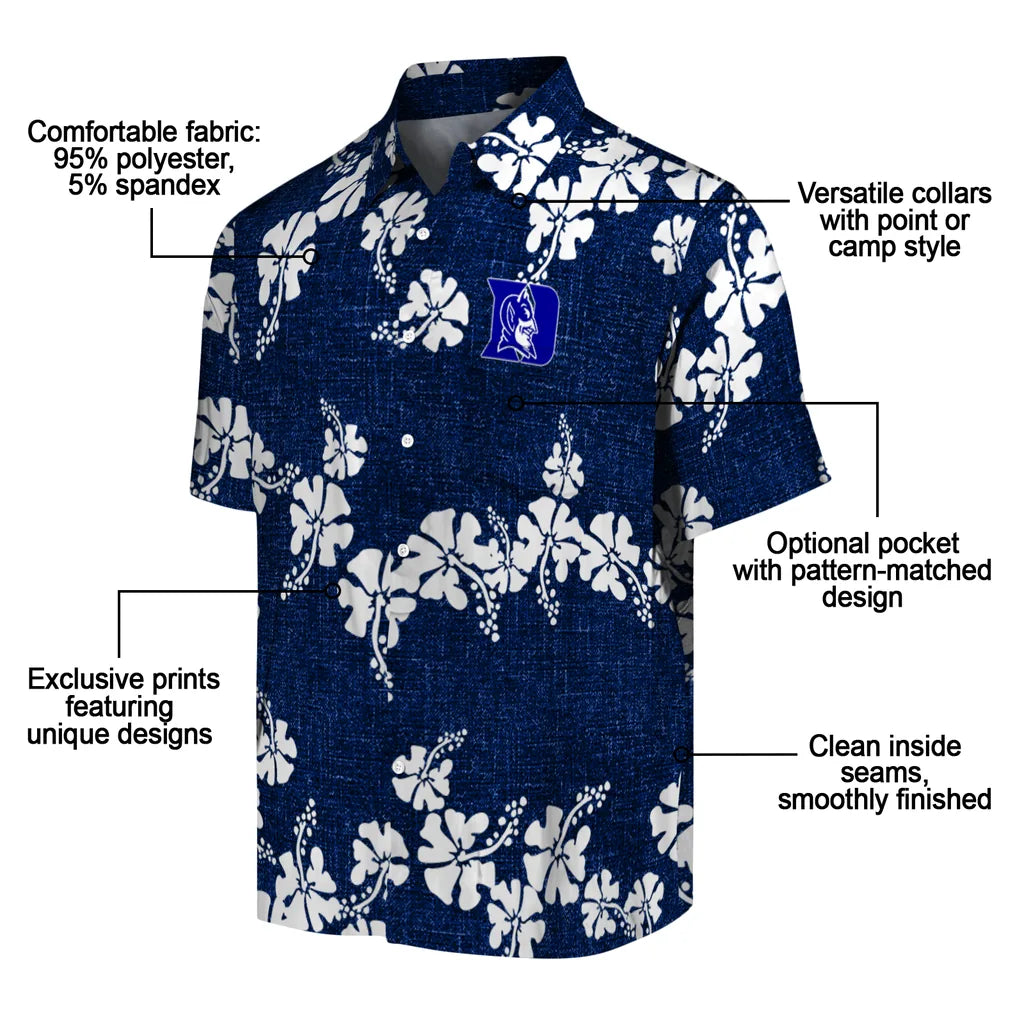 Duke Blue Devils Hawaiian Shirt - 50th State Flower | Moonbestprint
