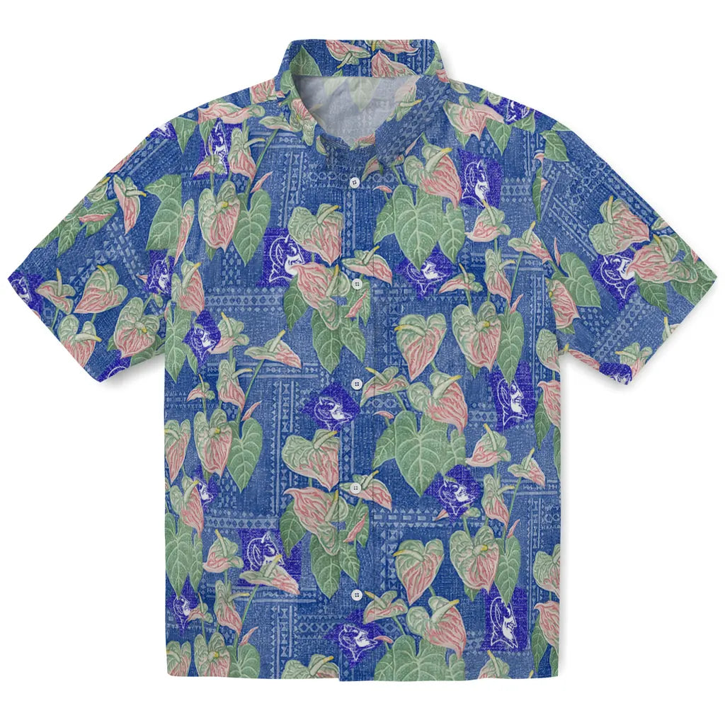 Duke Blue Devils Hawaiian Shirt - Anthurium Overlay | Moonbestprint