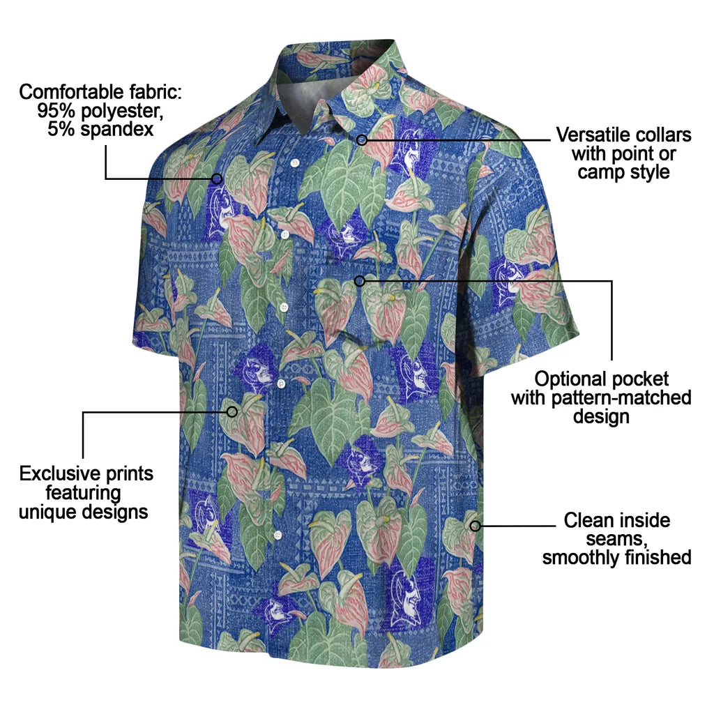 Duke Blue Devils Hawaiian Shirt - Anthurium Overlay | Moonbestprint