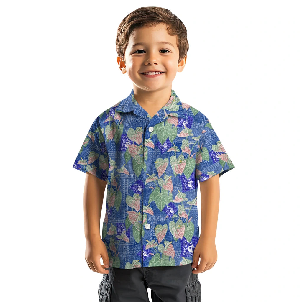 Duke Blue Devils Hawaiian Shirt - Anthurium Overlay | Moonbestprint