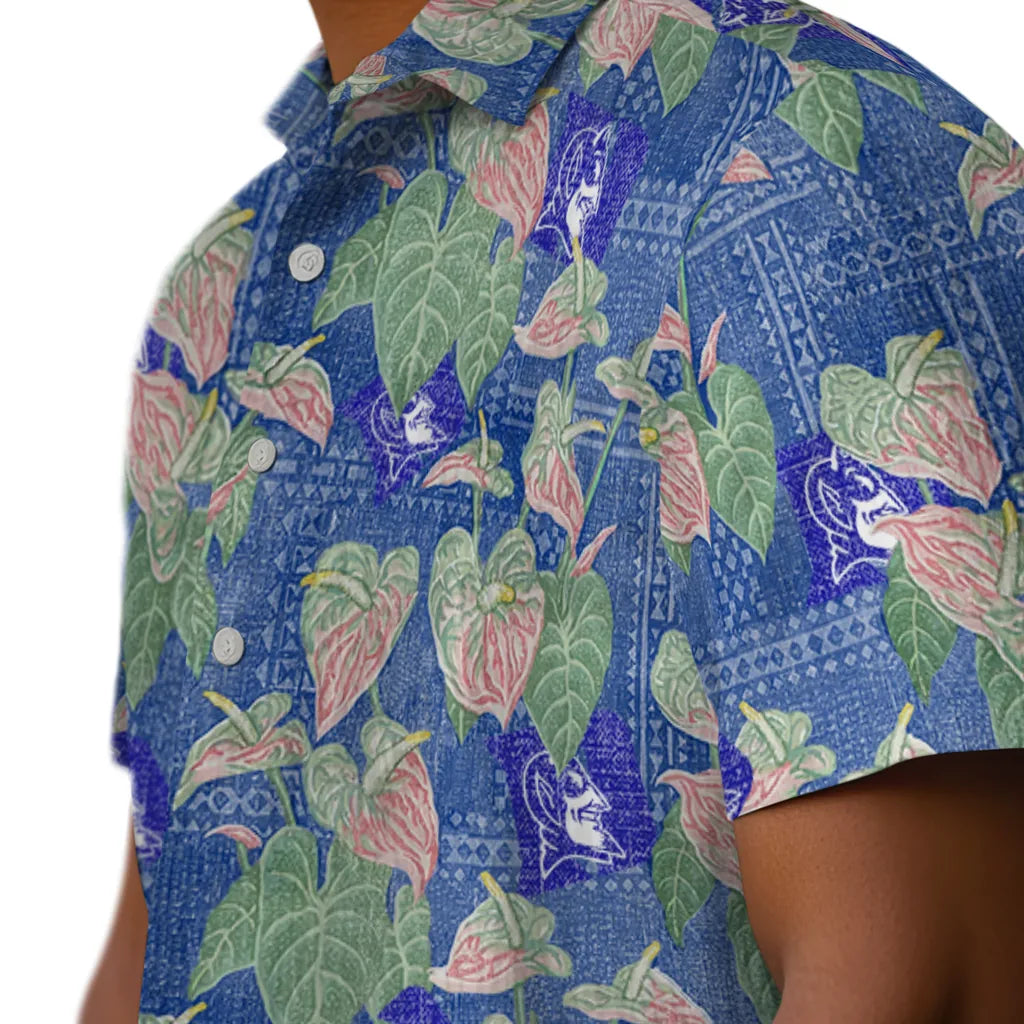 Duke Blue Devils Hawaiian Shirt - Anthurium Overlay | Moonbestprint