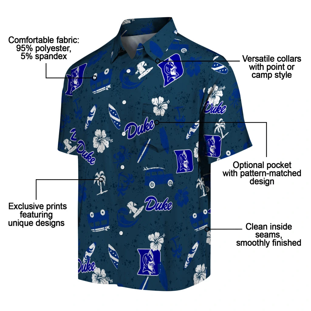 Duke Blue Devils Hawaiian Shirt - Beach Vibe | Moonbestprint