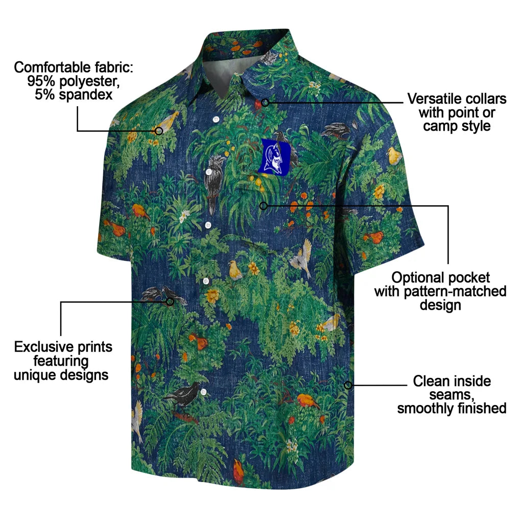 Duke Blue Devils Hawaiian Shirt - Bird Canopy | Moonbestprint