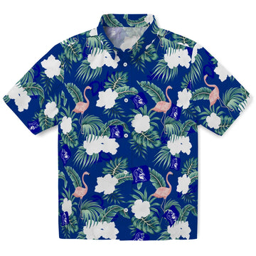 Duke Blue Devils Hawaiian Shirt - Flamingo and Hibiscus | Moonbestprint