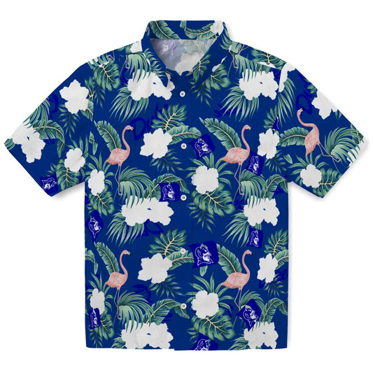 Duke Blue Devils Hawaiian Shirt - Flamingo and Hibiscus | Moonbestprint