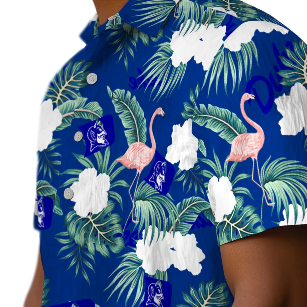 Duke Blue Devils Hawaiian Shirt - Flamingo and Hibiscus | Moonbestprint