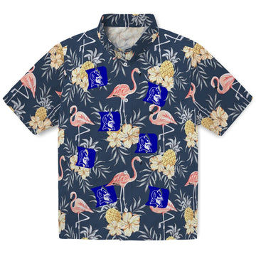 Duke Blue Devils Hawaiian Shirt - Flamingo Hibiscus | Moonbestprint