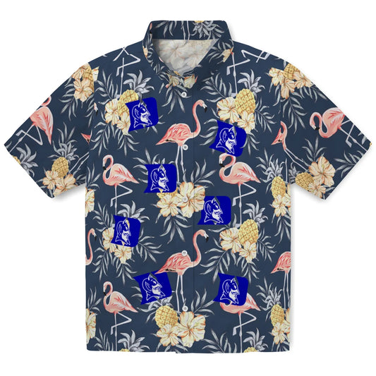 Duke Blue Devils Hawaiian Shirt - Flamingo Hibiscus | Moonbestprint