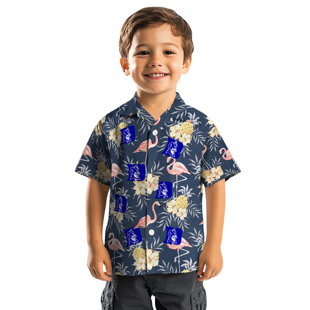 Duke Blue Devils Hawaiian Shirt - Flamingo Hibiscus | Moonbestprint