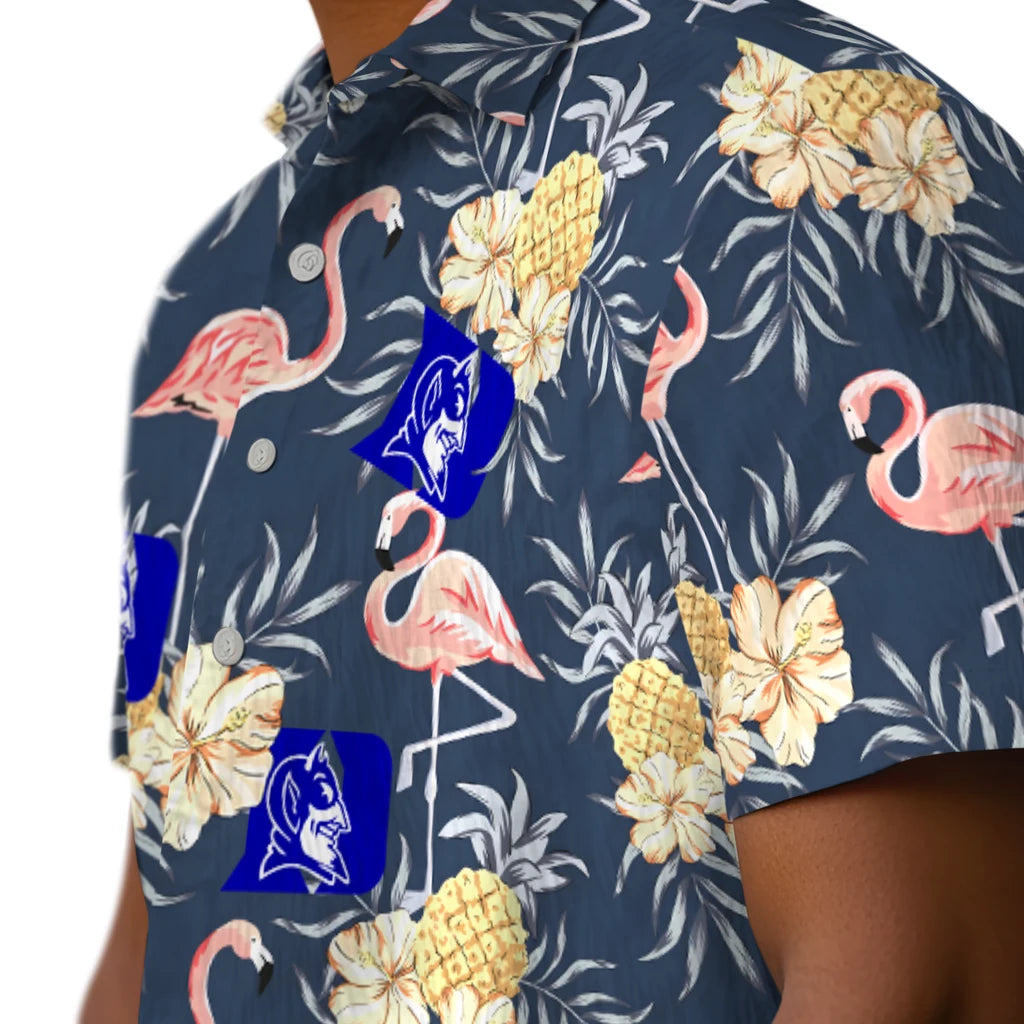 Duke Blue Devils Hawaiian Shirt - Flamingo Hibiscus | Moonbestprint