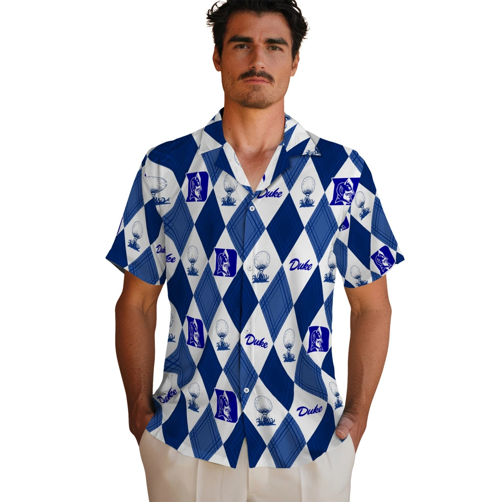 Duke Blue Devils Hawaiian Shirt - Golfing Plaid | Moonbestprint