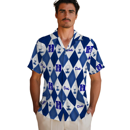 Duke Blue Devils Hawaiian Shirt - Golfing Plaid | Moonbestprint