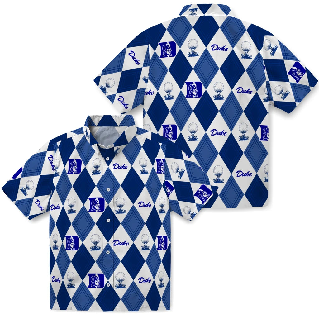 Duke Blue Devils Hawaiian Shirt - Golfing Plaid | Moonbestprint