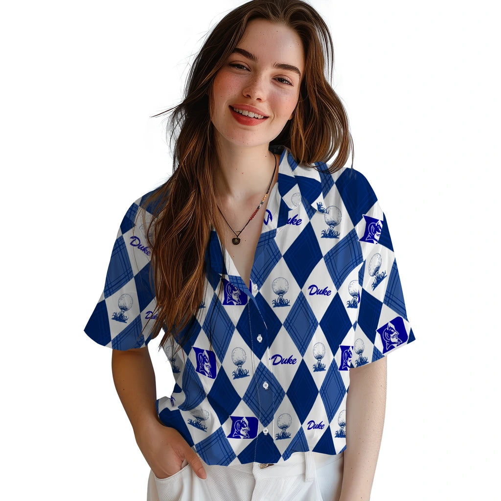 Duke Blue Devils Hawaiian Shirt - Golfing Plaid | Moonbestprint