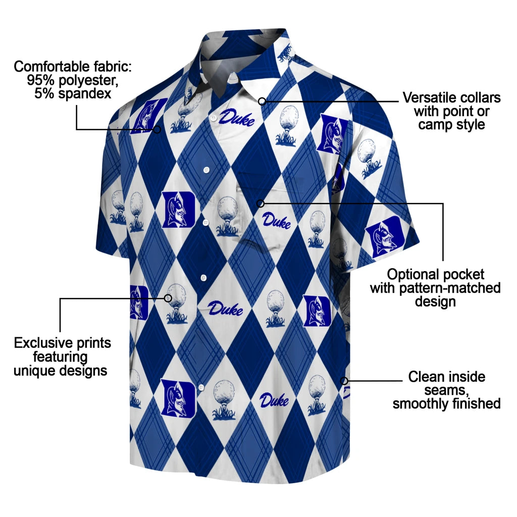 Duke Blue Devils Hawaiian Shirt - Golfing Plaid | Moonbestprint