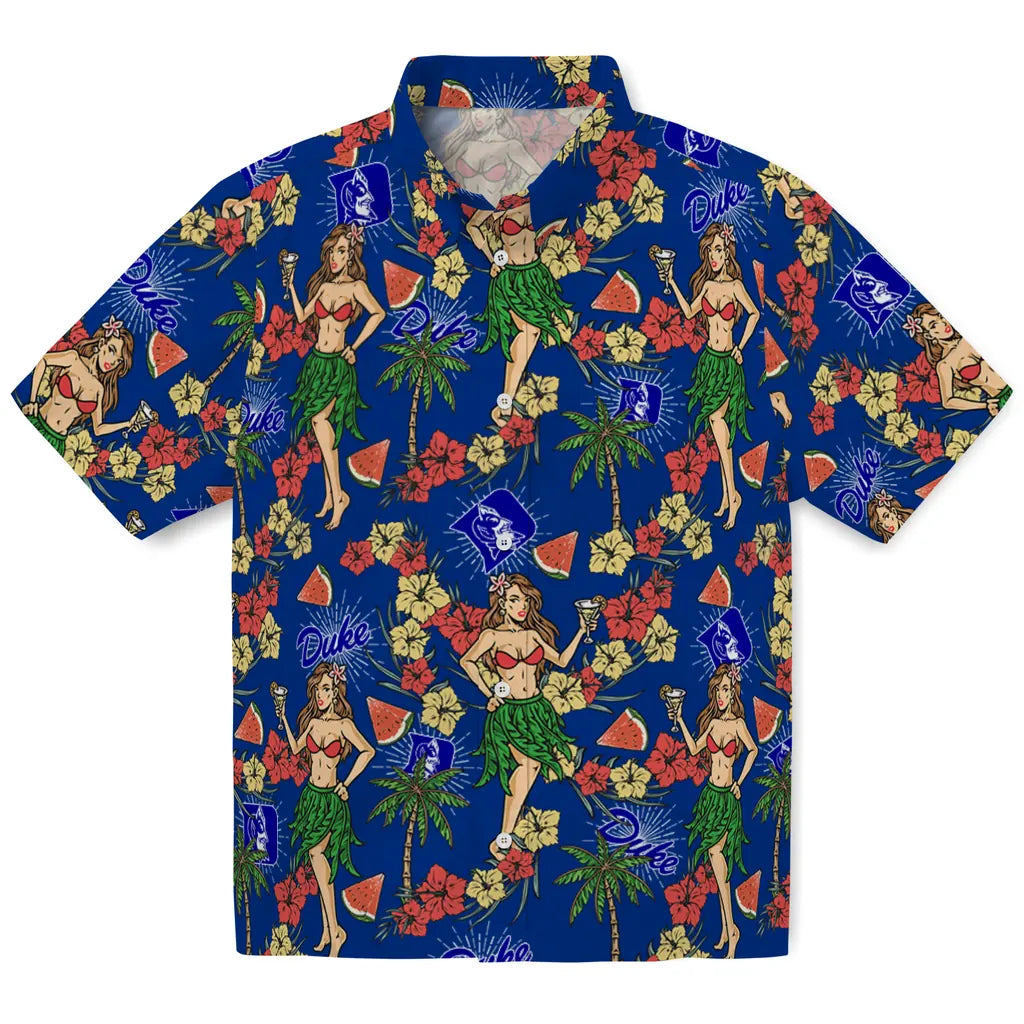 Duke Blue Devils Hawaiian Shirt - Hawaiian Girls Design | Moonbestprint