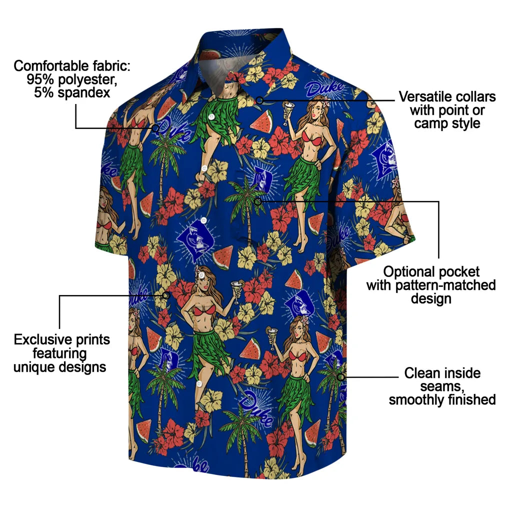 Duke Blue Devils Hawaiian Shirt - Hawaiian Girls Design | Moonbestprint