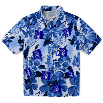 Duke Blue Devils Hawaiian Shirt - Hibiscus Arrangement | Moonbestprint