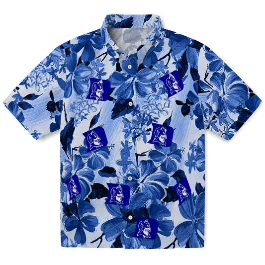 Duke Blue Devils Hawaiian Shirt - Hibiscus Arrangement | Moonbestprint