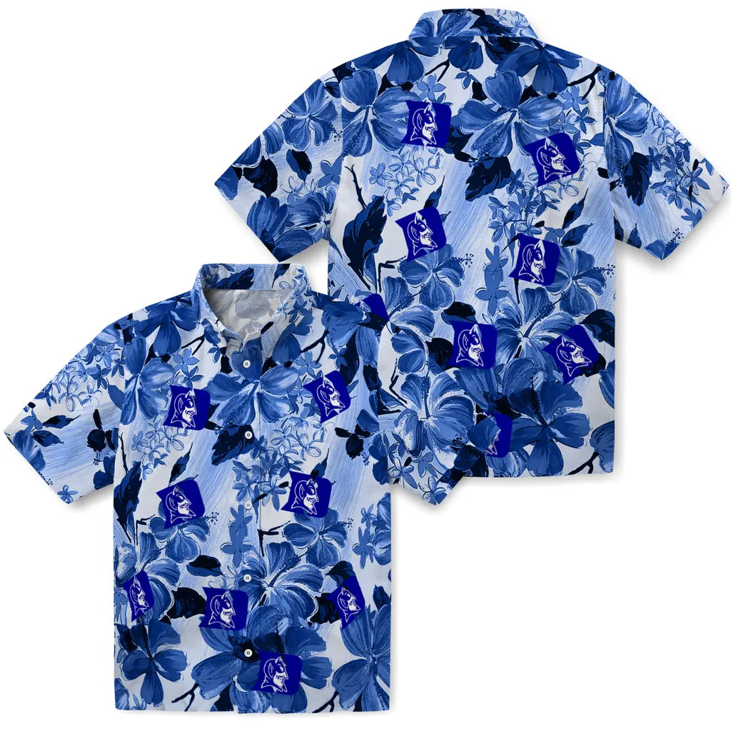 Duke Blue Devils Hawaiian Shirt - Hibiscus Arrangement | Moonbestprint