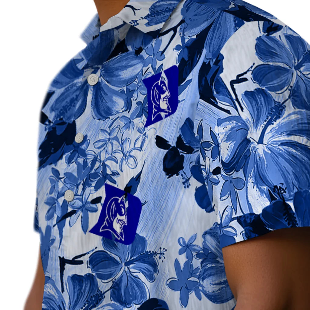 Duke Blue Devils Hawaiian Shirt - Hibiscus Arrangement | Moonbestprint