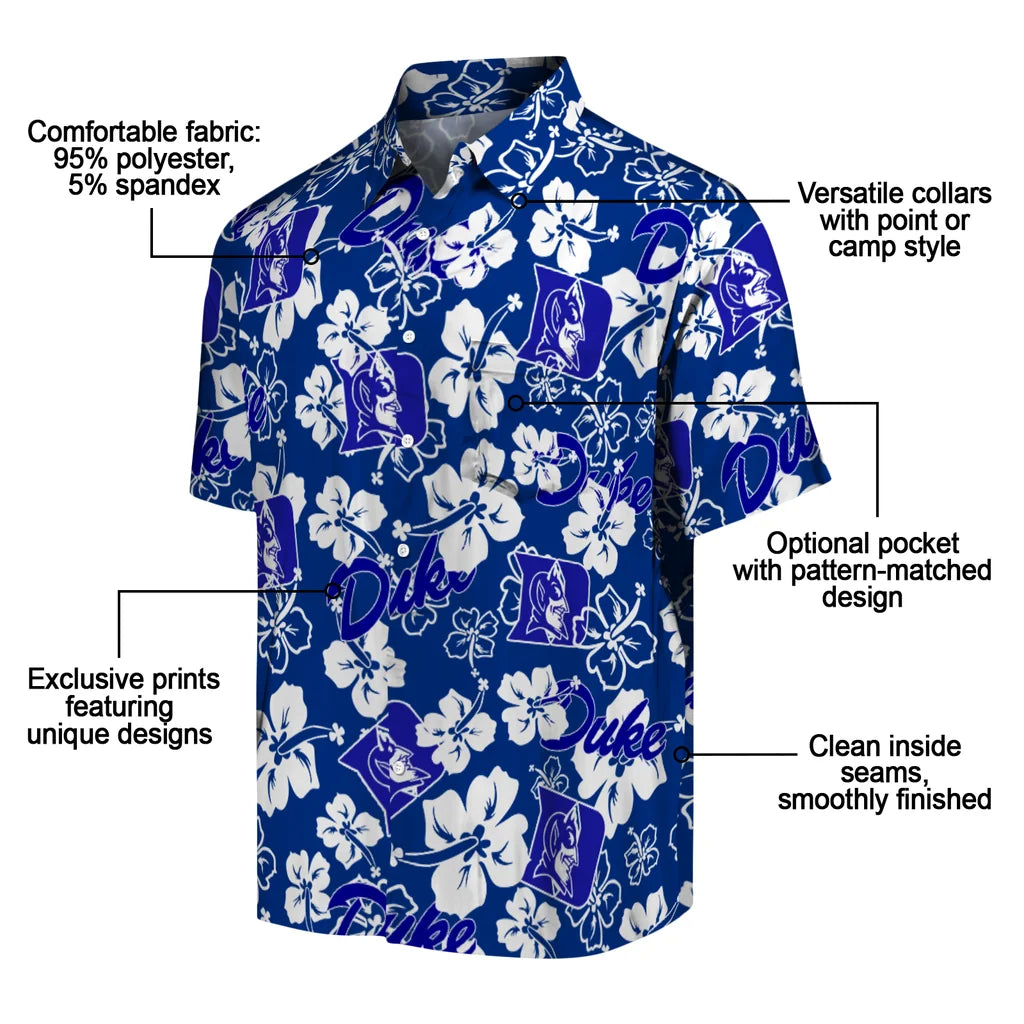 Duke Devils Hibiscus Bloom Hawaiian Shirt – Moonbestprint