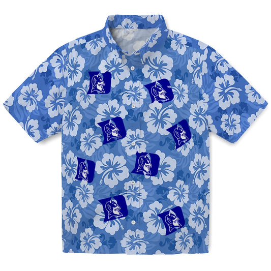 Duke Blue Devils Hawaiian Shirt - Hibiscus Cluster | Moonbestprint
