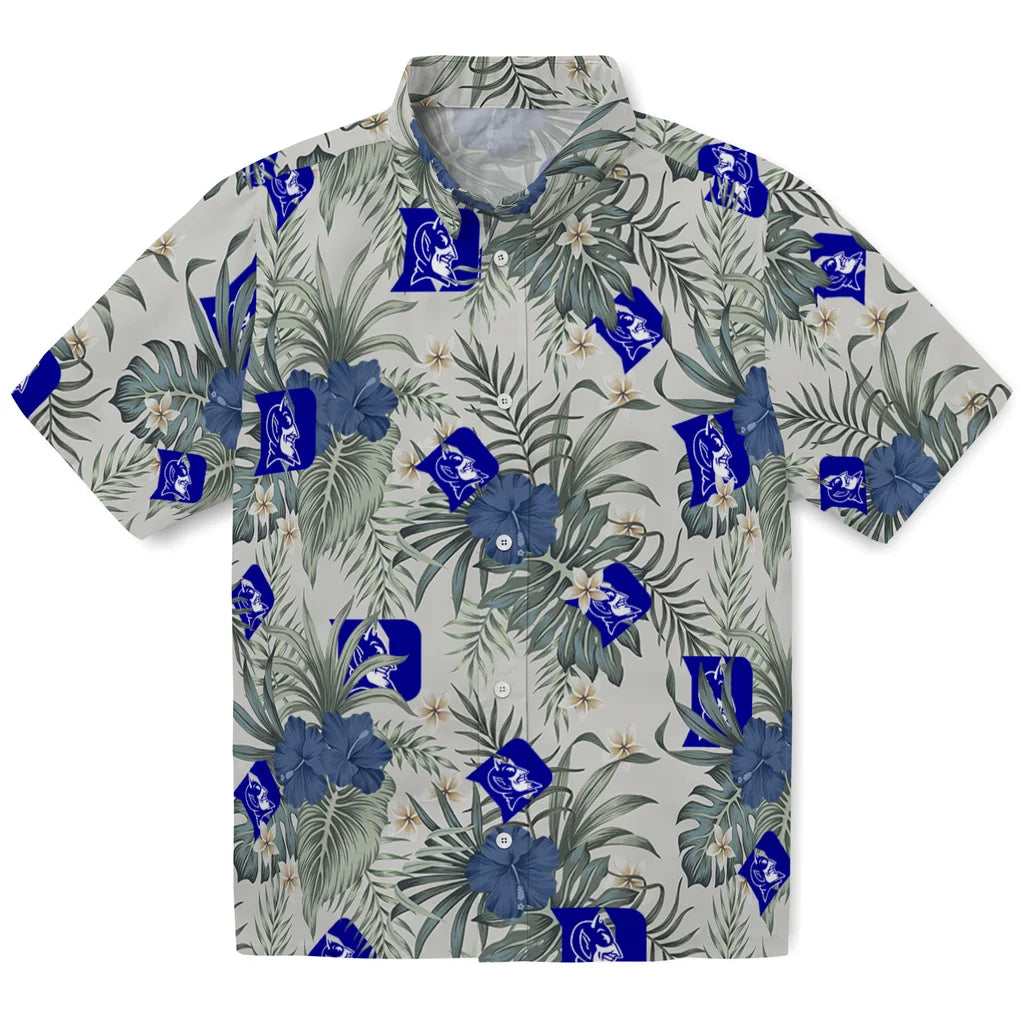 Duke Blue Devils Hawaiian Shirt - Hibiscus Designs | Moonbestprint