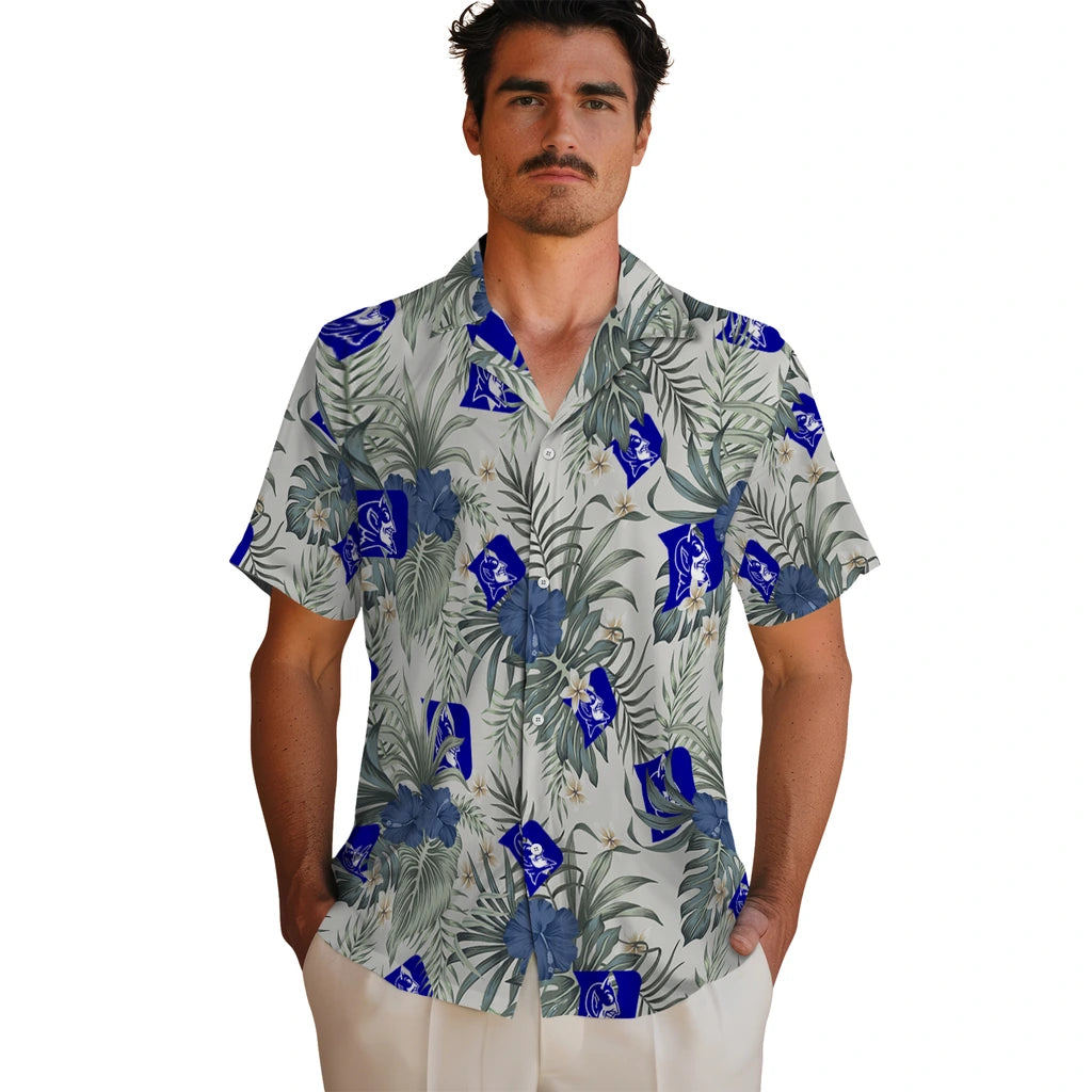 Duke Blue Devils Hawaiian Shirt - Hibiscus Designs | Moonbestprint