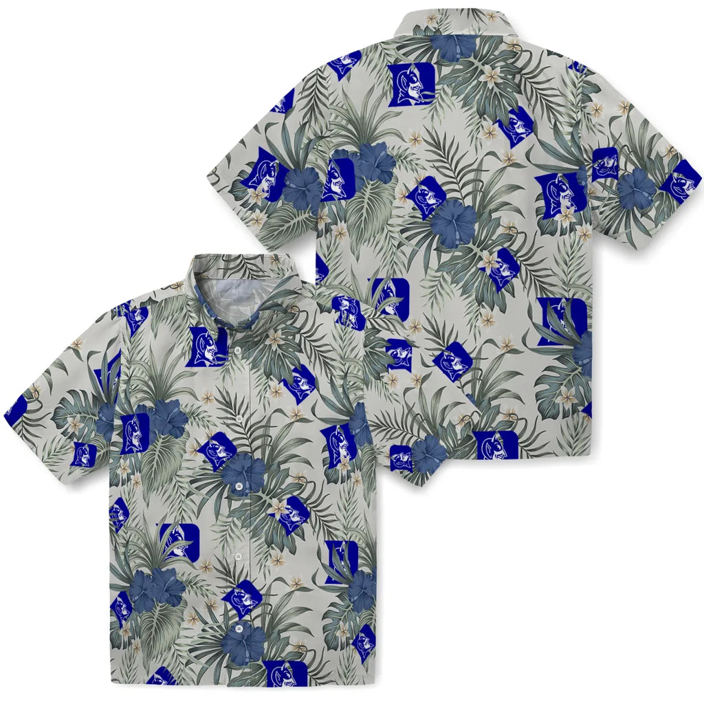 Duke Blue Devils Hawaiian Shirt - Hibiscus Designs | Moonbestprint