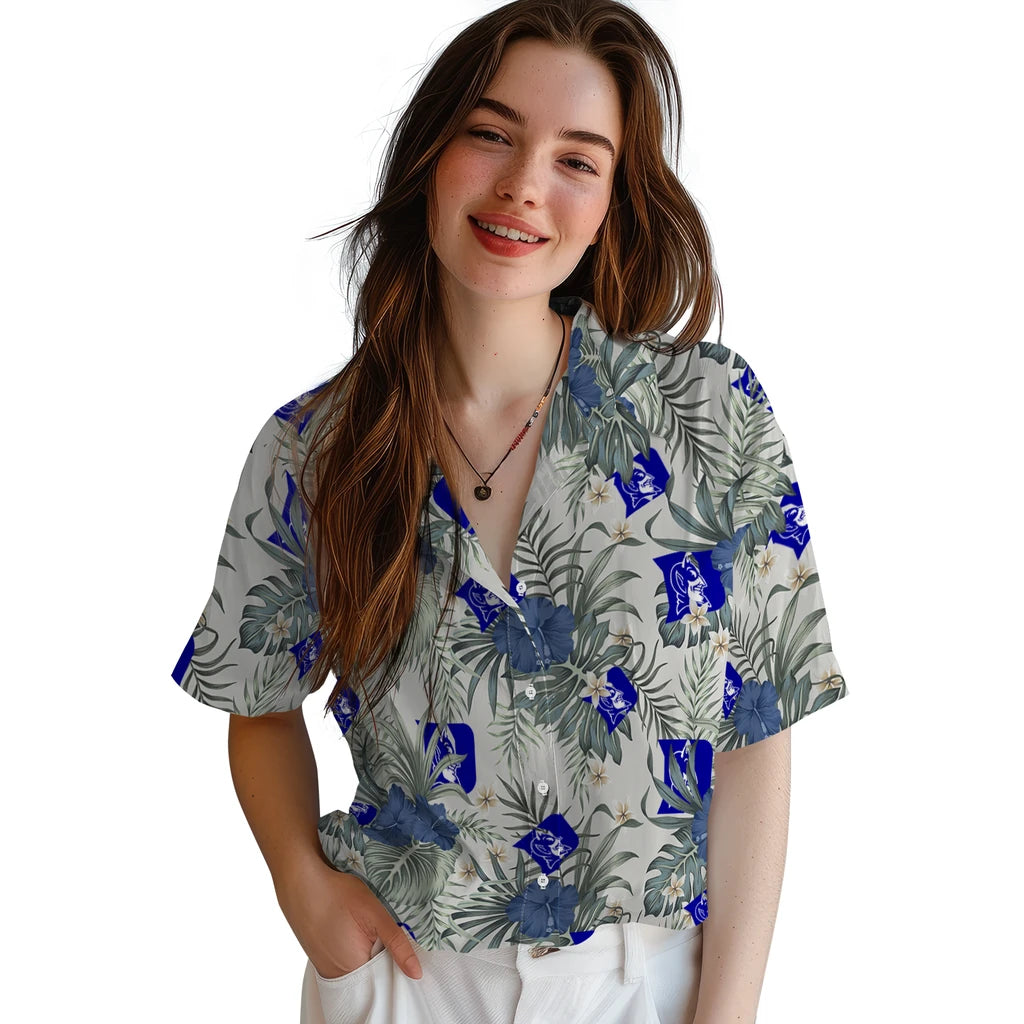 Duke Blue Devils Hawaiian Shirt - Hibiscus Designs | Moonbestprint