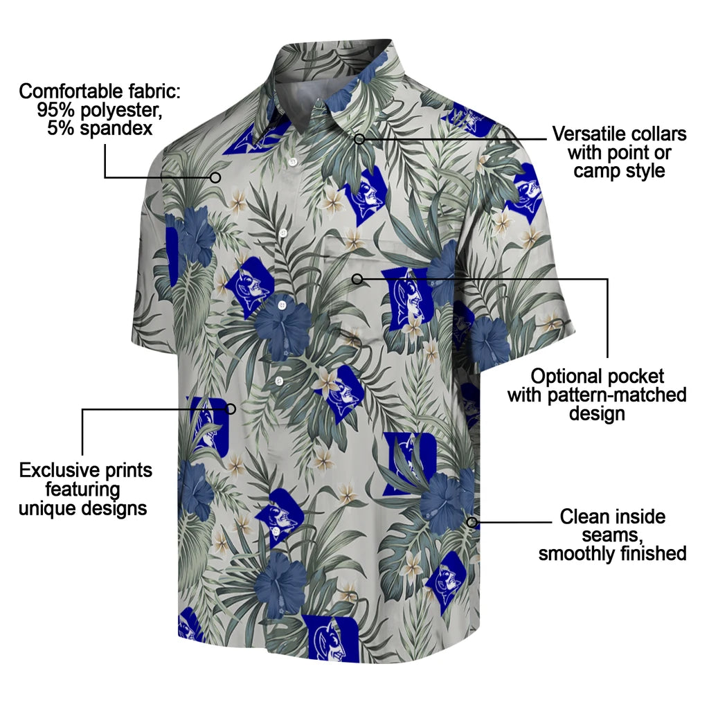 Duke Blue Devils Hawaiian Shirt - Hibiscus Designs | Moonbestprint