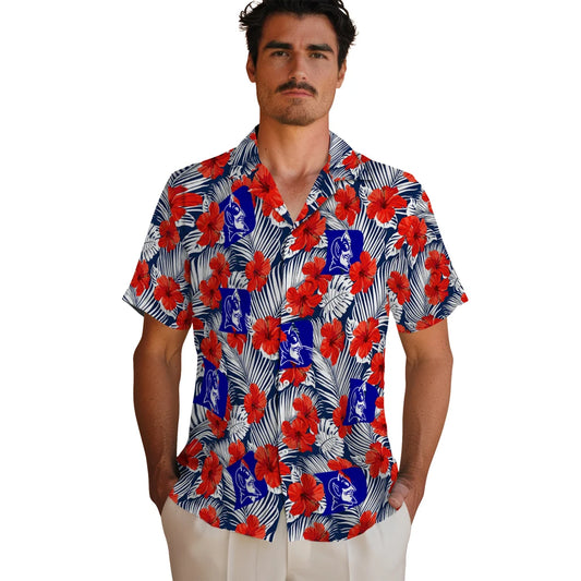 Duke Blue Devils Hawaiian Shirt - Hibiscus Fiesta | Moonbestprint
